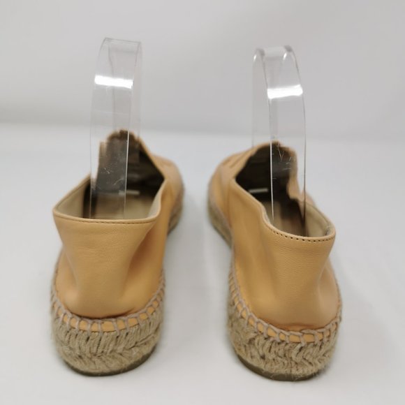 CHANEL Camel Nude Lambskin Espadrilles Logo Cap Toe Double Stack Flats - Picture 7 of 11
